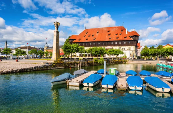 Vieux Port Sur Lac Constance Monument Zeppelin Konstanz Allemagne — Photo