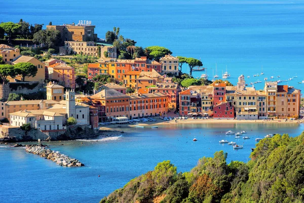 Colorido Histórico Cidade Velha Sestri Levante Itália Uma Pitoresca Cidade — Fotografia de Stock