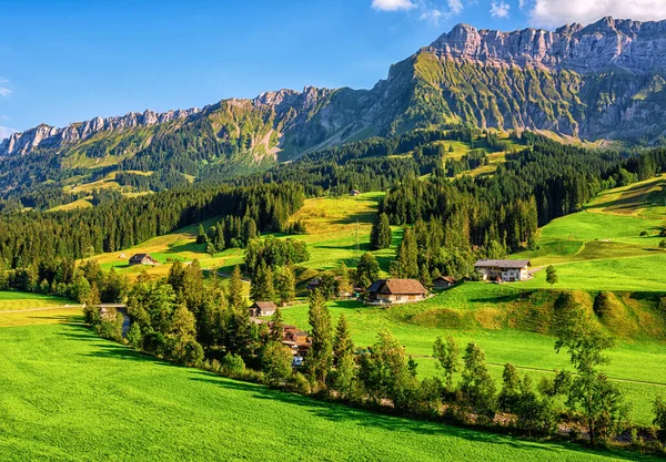 Lembah Alpen Oleh Schangnau Alpen Emmentaler Dengan Gunung Hohgant Terlihat — Stok Foto