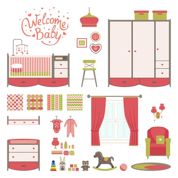 Set baby kamer — Stockvector