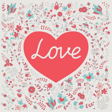 Kalp ile romantik çiçek arka plan