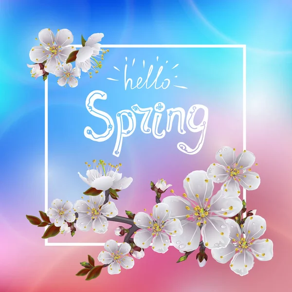Olá primavera. Bela primavera fundo — Vetor de Stock