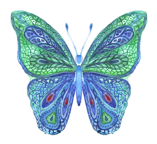 Ręcznie rysowane akwarela motyl — Zdjęcie stockowe