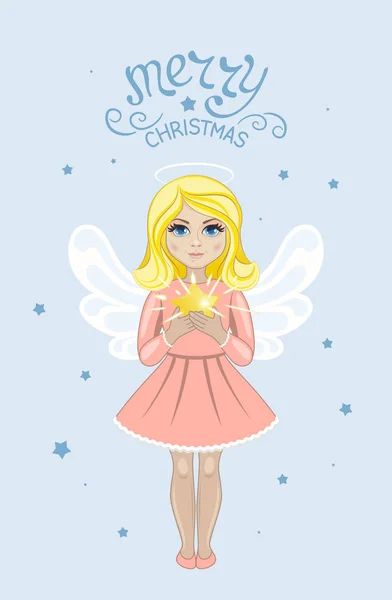 Christmas angel with star — Stock Vector