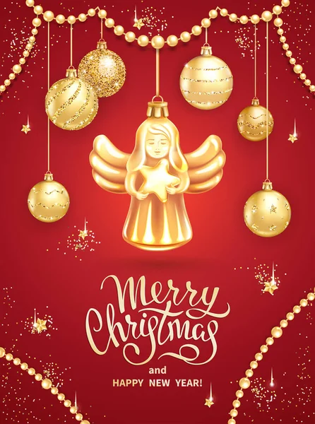Cartão de saudação Christmas Angel — Vetor de Stock
