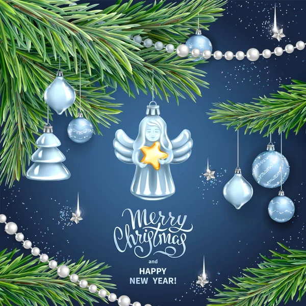 Christmas decorations angel 2020 — Stock Vector