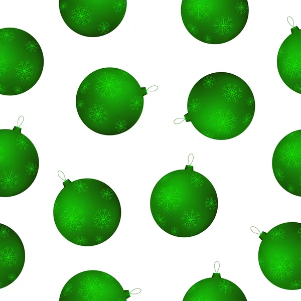 Patrón sin costuras de bolas de Navidad verde en el vector — Vector de stock