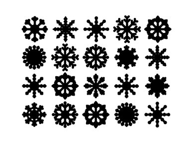 Beyaz arkaplanda izole kar taneleri kümesi
