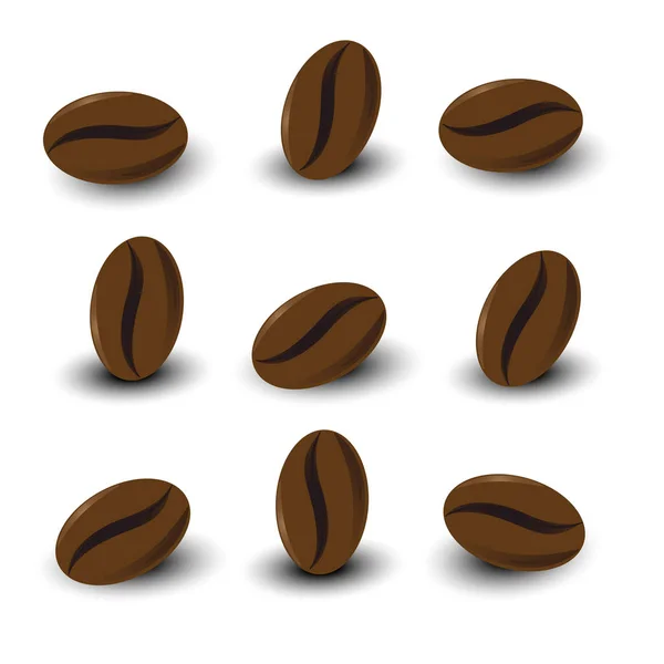 Granos de café sobre fondo blanco aislados — Vector de stock