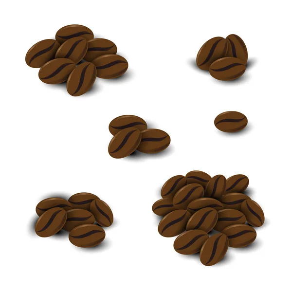 Coffee beans set on white background isolated — Stock Vector