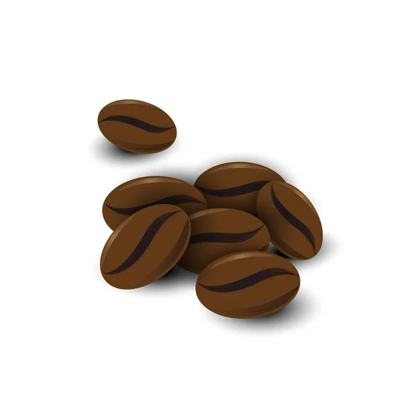 Granos de café sobre fondo blanco aislados — Vector de stock