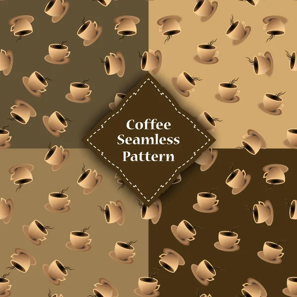 컵과 커피 껍질의 완벽 한 패턴 — 스톡 벡터