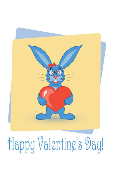Postcard on Valentines day with a rabbit