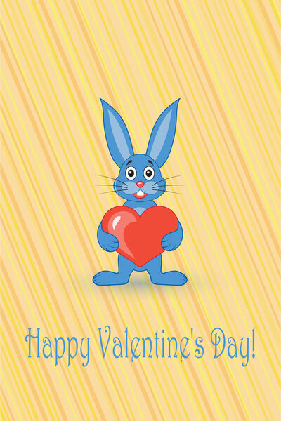 Postcard on Valentines day with a rabbit