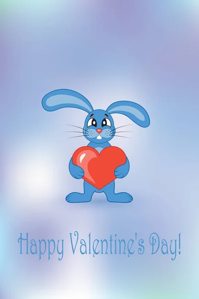 Postal el día de San Valentín con un conejo — Vector de stock