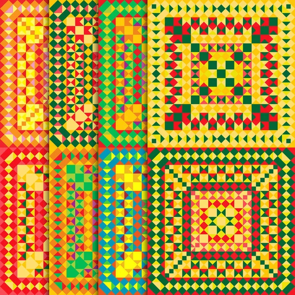 Réglez le motif mexicain. Pixel fond lumineux dans le style mexicain — Image vectorielle