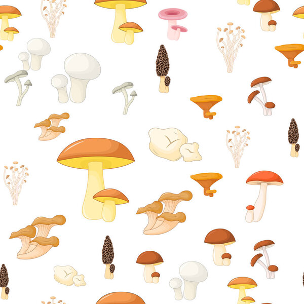 pattern of different mushrooms on a white background