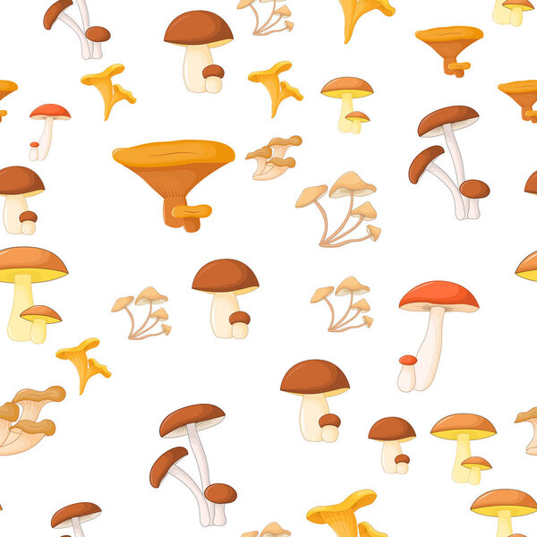 pattern of different mushrooms on a white background