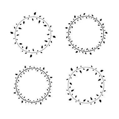 Beyaz arka plan üzerinde twigs çelenk siluetleri