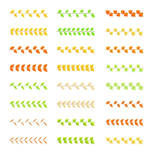 Set Pinsel aus Zweigen verschiedener Farben und Typen — Stockvektor