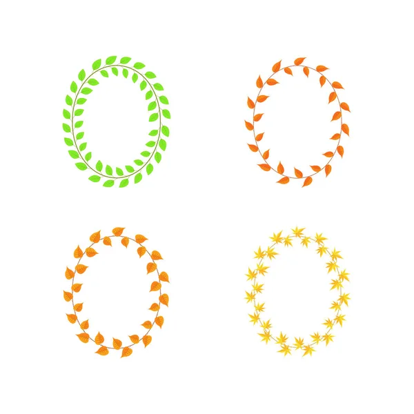 Rahmen aus Blättern in verschiedenen Farben und Typen — Stockvektor