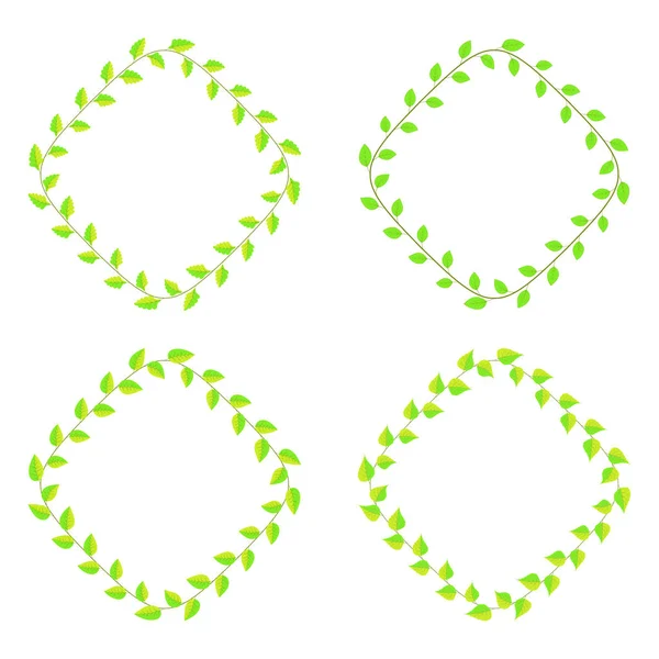Cadre de feuilles vertes différentes espèces — Image vectorielle