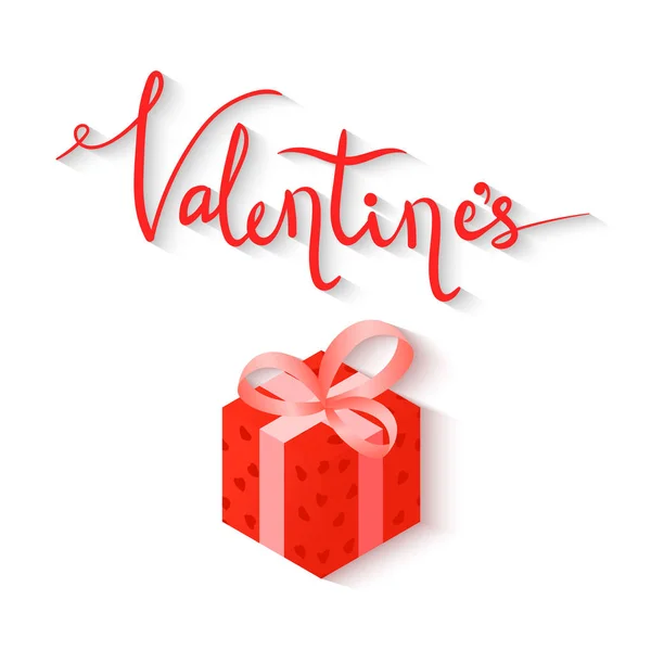 Postal para San Valentín. regalo y letras — Vector de stock