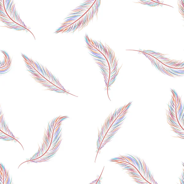 Nahtloses Muster aus kleinen Federn von Hand gezeichnet — Stockvektor