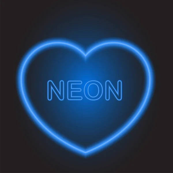 Corazón azul neón en San Valentín sobre fondo negro — Vector de stock