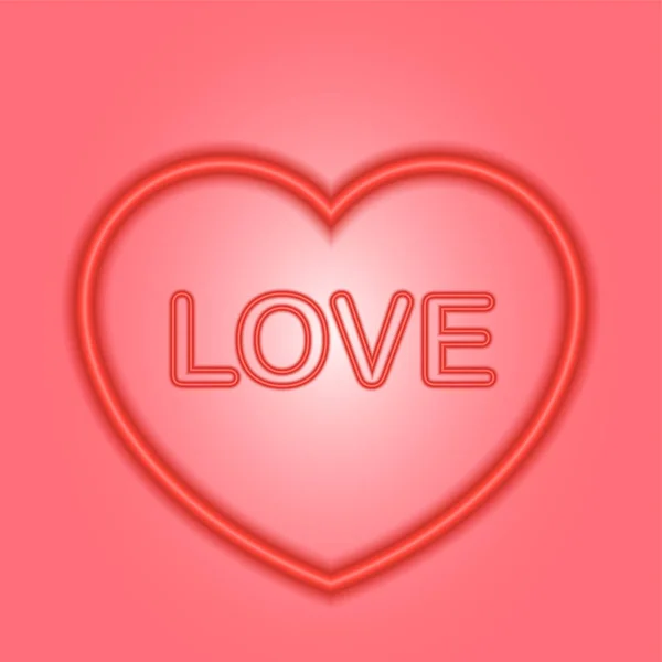 Coeur rouge fluo pour la Saint Valentin sur fond rose — Image vectorielle