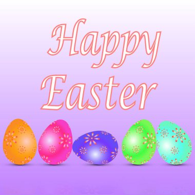 Paskalya kartı boyalı yumurta vektör Eps ile