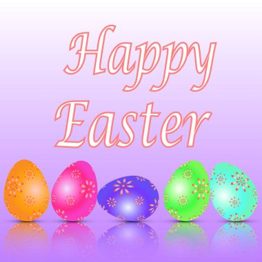 Paskalya kartı boyalı yumurta vektör Eps ile