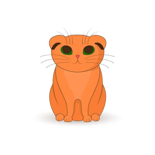 Gato vermelho sentado. Mascote de desenhos animados. Ilustração isolada sobre fundo branco — Vetor de Stock