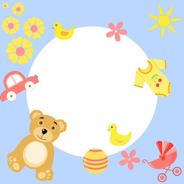 Frame of childrens icons. Greeting card for baby — Stock Vector