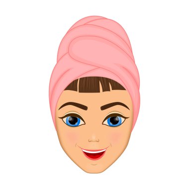 Kız umurunda ve korur onun yüzü ile çeşitli eylemler, yüz, tedavi, güzellik, sağlıklı, hijyen, yaşam tarzı, seti, bir havlu ile salatalık