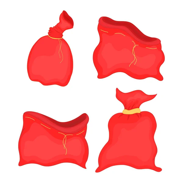 가방 산타 클로스의 집합입니다. 크리스마스 레드 가방의 그림입니다. 새 해 컬렉션입니다. 흰색 배경에 고립 — 스톡 벡터