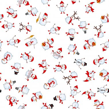 Çizgi film kardan adam vektör ile Seamless Modeli