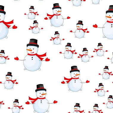 Çizgi film kardan adam vektör ile Seamless Modeli