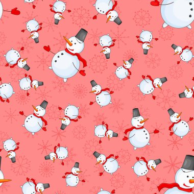 Çizgi film kardan adam vektör ile Seamless Modeli