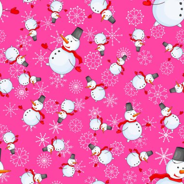 Çizgi film kardan adam vektör ile Seamless Modeli