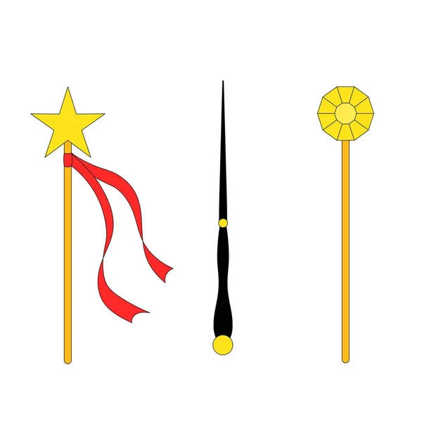 Magic wand set isolated on white background — Stock Vector