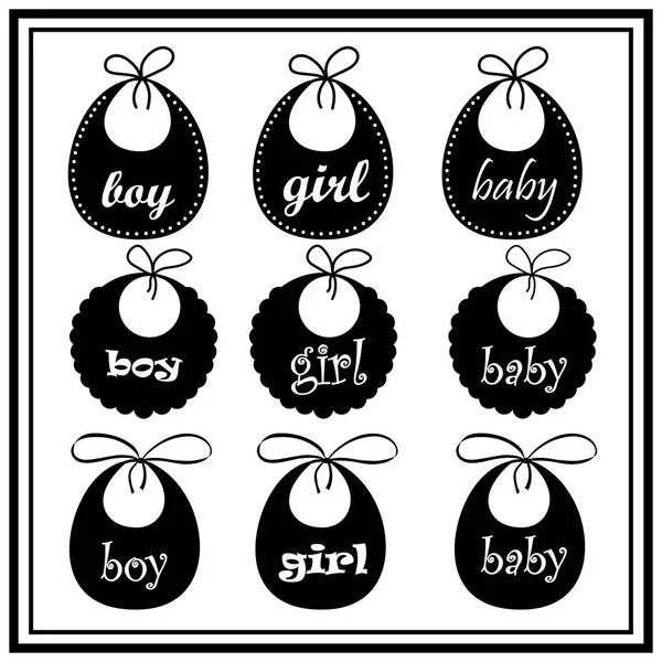 Baby bib для девочки и мальчика в векторе — стоковый вектор