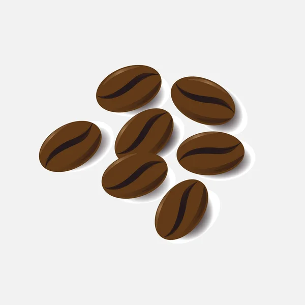 Grains de café dispersés sur fond blanc dans le vecteur — Image vectorielle
