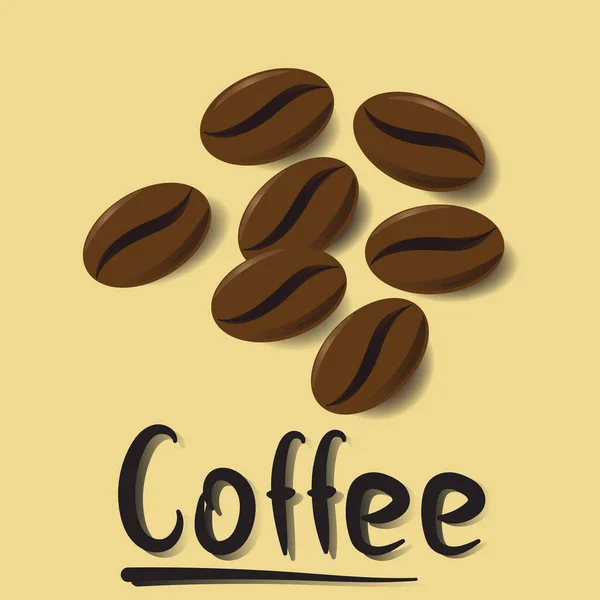 Φυλλάδιο καφενείο, κόκκους καφέ στο άνυσμα — Διανυσματικό Αρχείο