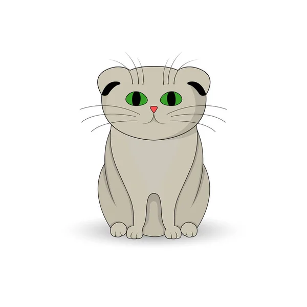 Grijze kat zitten. Cartoon mascotte. Geïsoleerde illustratie op witte achtergrond — Stockvector