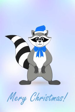 Rakun bir gargara. Yeni yıl ve Noel tebrik kartı