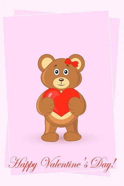 Bear teddy. greeting card happy Valentines day — Stock Vector