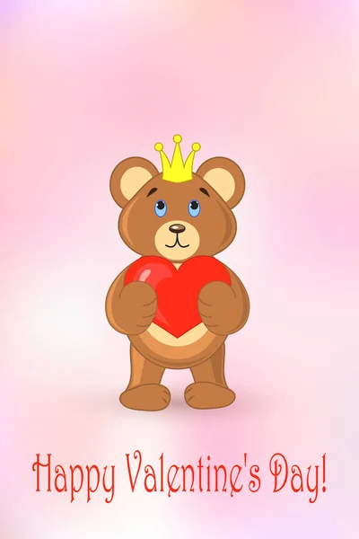 Urso de peluche. cartão de saudação feliz dia dos namorados — Vetor de Stock
