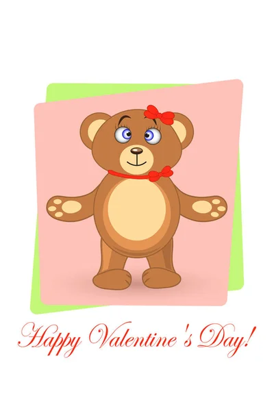 Urso de peluche. cartão de saudação feliz dia dos namorados — Vetor de Stock