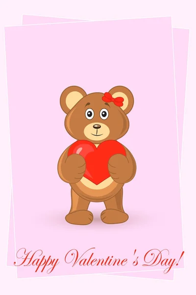 Bear teddy. wenskaart happy Valentines day — Stockvector